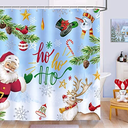 Rideau de douche Noël père hoho 180x180 cm