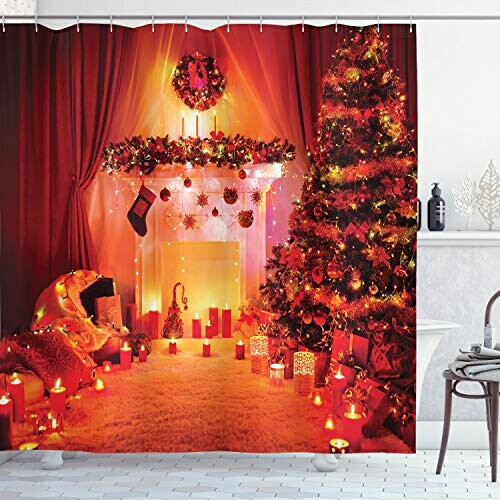 Rideau de douche Noël orange 175x220 cm