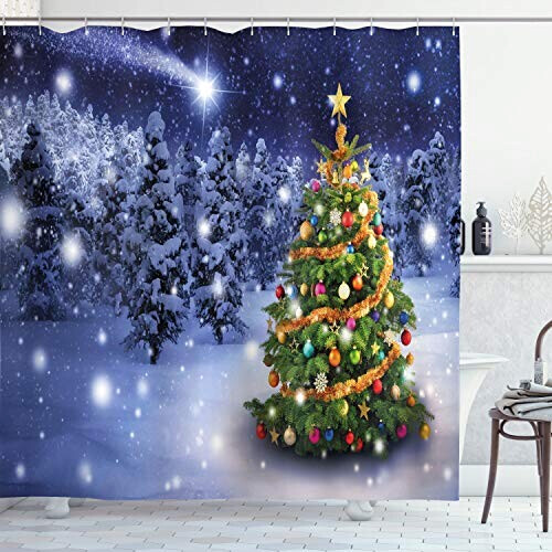 Rideau de douche Noël multicolore 175x200 cm