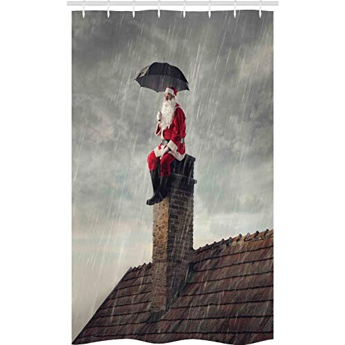Rideau de douche Noël vermilion taupe sombre et crépuscule 120x180 cm