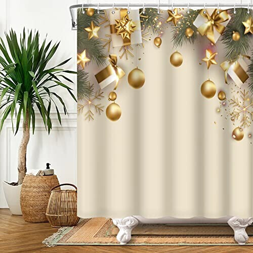 Rideau de douche Noël golden 90x183 cm
