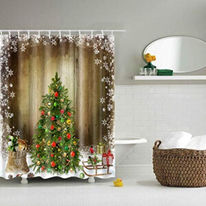 Rideau de douche Noël sapin de 180x200 cm