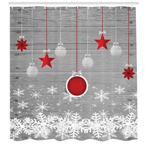 Rideau de douche Noël gris rouge blanc 175x200 cm