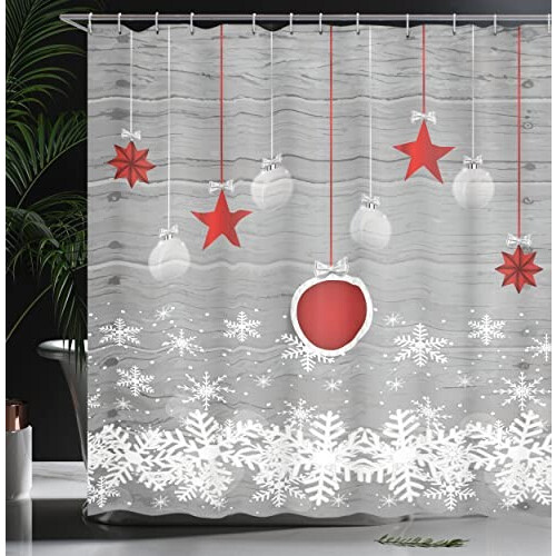 Rideau de douche Noël gris rouge blanc 175x200 cm variant 1 