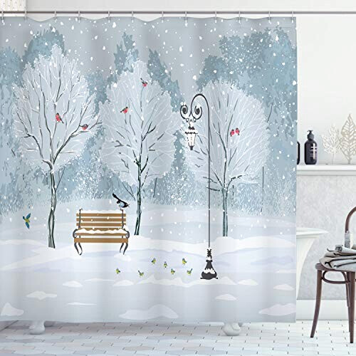Rideau de douche Noël bleu blanc 175x180 cm