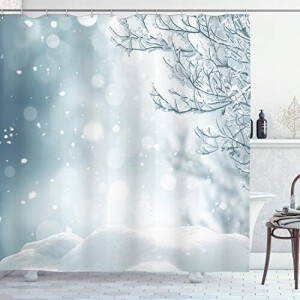 Rideau de douche Noël bleu ardoise blanc 175x240 cm