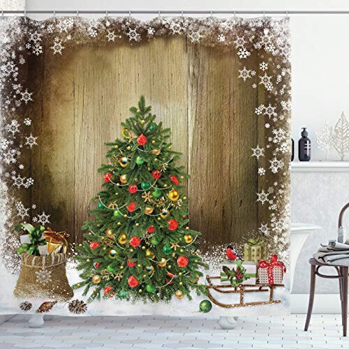 Rideau de douche Noël multicolore 175x220 cm