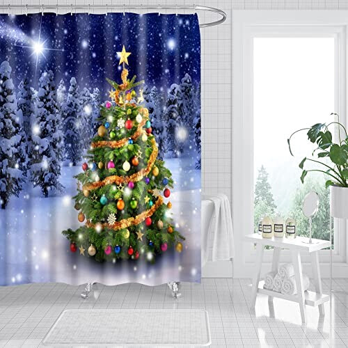 Rideau de douche Noël d x  180x180 cm variant 0 
