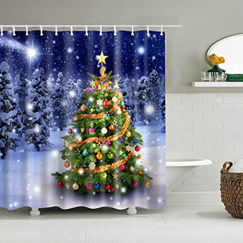 Rideau de douche Noël d x  180x180 cm variant 1 