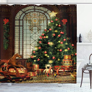 Rideau de douche Noël multicolore 175x200 cm