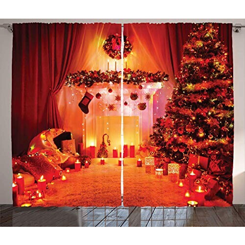 Rideau de douche Noël orange 280x260 cm