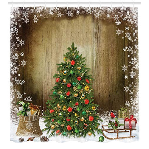 Rideau de douche Noël multicolore 175x180 cm variant 0 