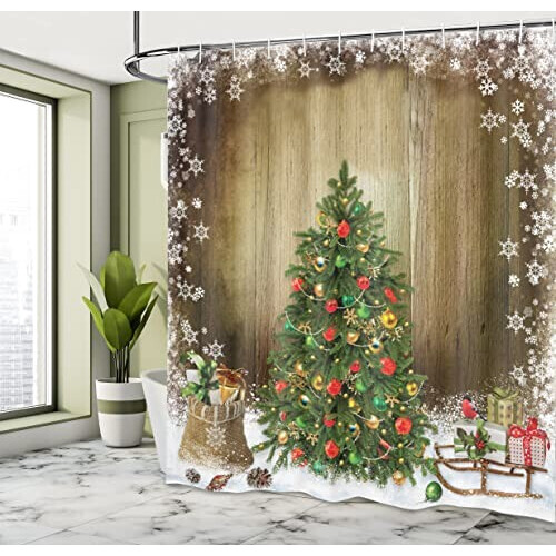 Rideau de douche Noël multicolore 175x180 cm variant 1 
