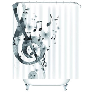Rideau de douche Note de musique gris blanc 150x200 cm