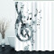 Rideau de douche Note de musique gris blanc 150x200 cm - miniature variant 1