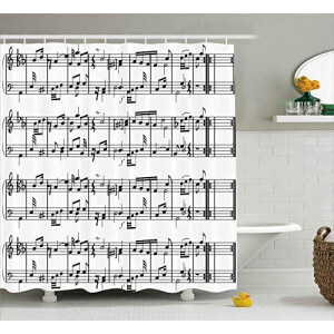Rideau de douche Note de musique noir 180x180 cm