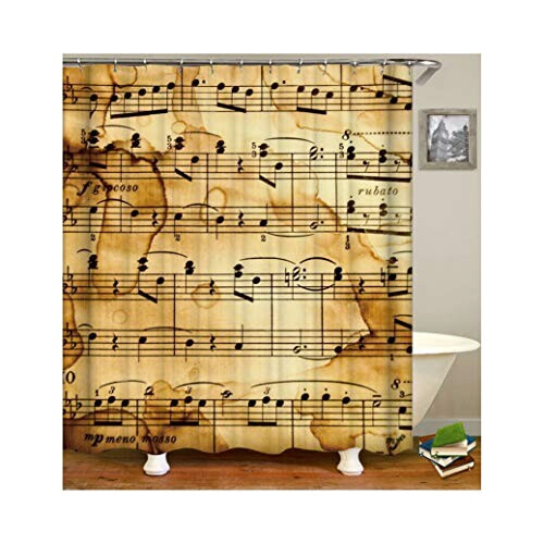 Rideau de douche Note de musique beige 180x180 cm