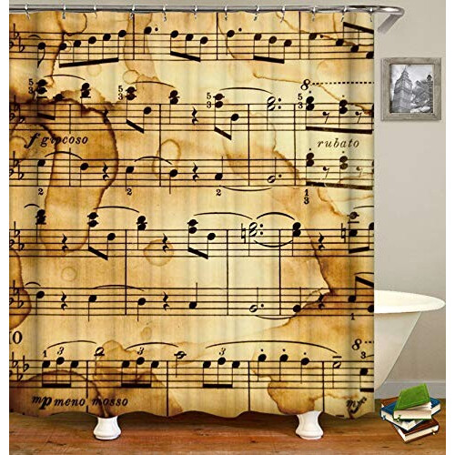 Rideau de douche Note de musique beige 180x180 cm variant 0 