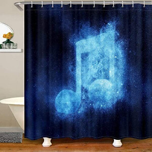 Rideau de douche Note de musique bleue 120x200 cm