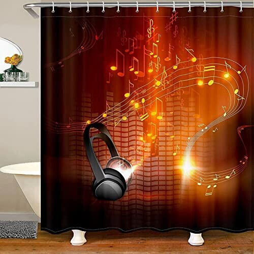 Rideau de douche Note de musique casque 120x200 cm