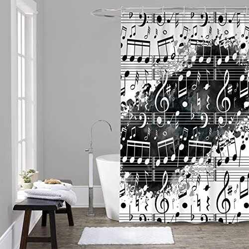 Rideau de douche Note de musique anti-moisissure 85x150 cm variant 2 