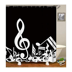 Rideau de douche Note de musique noir blanc 120x180 cm