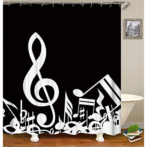 Rideau de douche Note de musique noir blanc 120x180 cm variant 0 