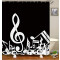 Rideau de douche Note de musique noir blanc 120x180 cm - miniature variant 1