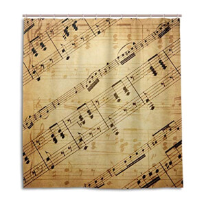 Rideau de douche Note de musique multicolore 167.6x182.9 cm