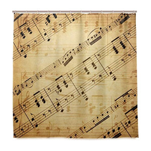 Rideau de douche Note de musique multicolore 182.9x183 cm
