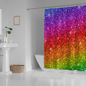 Rideau de douche Arc en ciel multicolore 167.6x182.9 cm