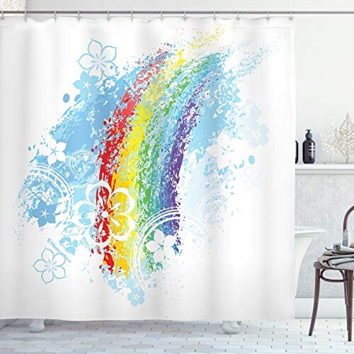 Rideau de douche Arc en ciel multicolore 175x180 cm