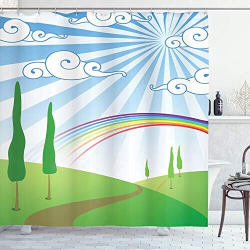 Rideau de douche Arc en ciel multicolore 175x200 cm