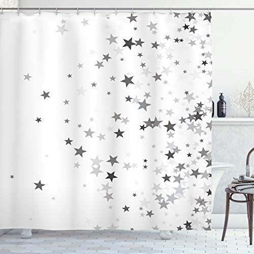 Rideau de douche Étoile gris clair gris 175x180 cm