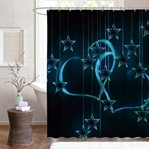 Rideau de douche Étoile bleu marine 188x188 cm