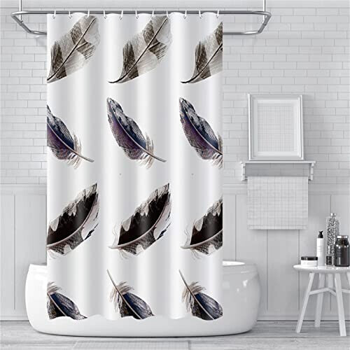 Rideau de douche Plume grise 150x180 cm variant 0 