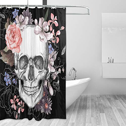 Rideau de douche Tête de mort multicolore 66x72 cm