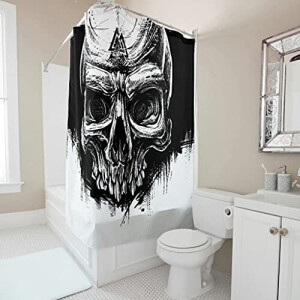 Rideau de douche Tête de mort blanc 150x180 cm