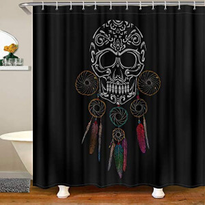 Rideau de douche Tête de mort multicolore 180x200 cm