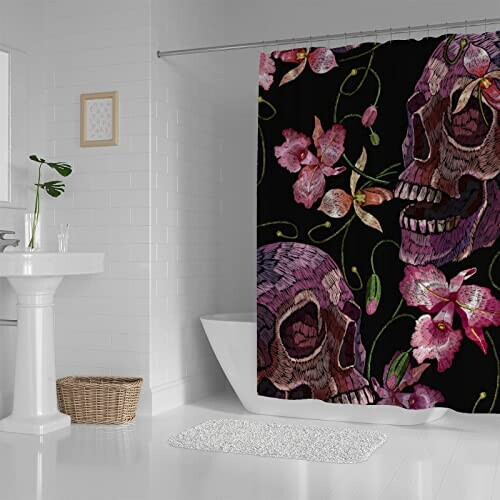 Rideau de douche Tête de mort multicolore 152x182 cm variant 1 