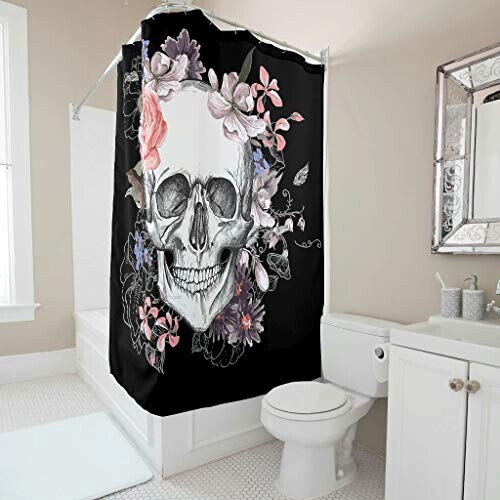 Rideau de douche Tête de mort noir 150x200 cm