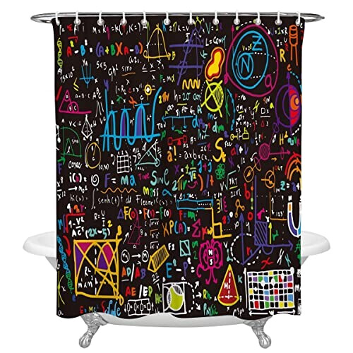 Rideau de douche Mathématique 180x180 cm