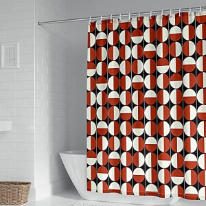 Rideau de douche Rond rouge blanc 180x200 cm