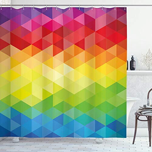 Rideau de douche Triangle multicolore 175x220 cm