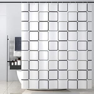 Rideau de douche Carré noir blanc 180x180 cm