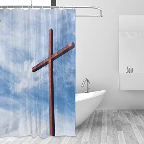 Rideau de douche Croix multicolore 152.4x182.9 cm
