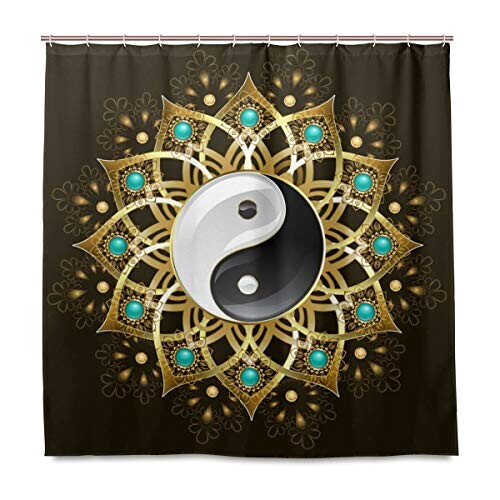 Rideau de douche Yin Yang multicolore 182.9x182.9 cm
