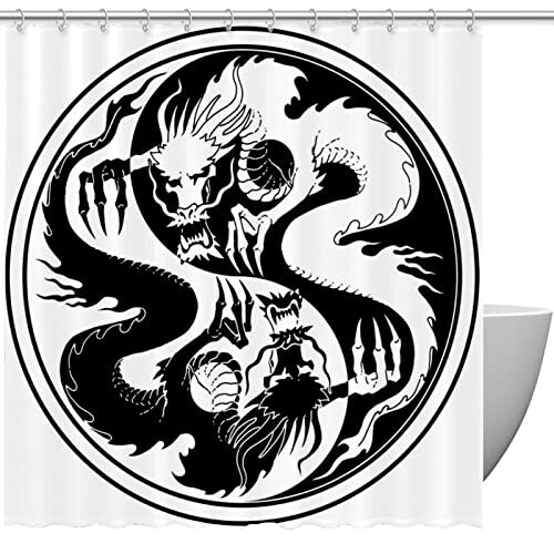Rideau de douche Yin Yang dragon 182.88x182.88 cm