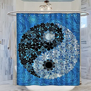 Rideau de douche Yin Yang marguerite 168x183 cm