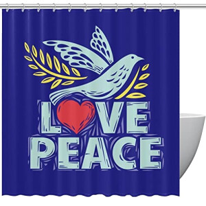 Rideau de douche Peace and love multicolore 150x180 cm